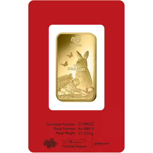 2023 1 oz PAMP Lunar Year Of Rabbit Gold Bar (3)